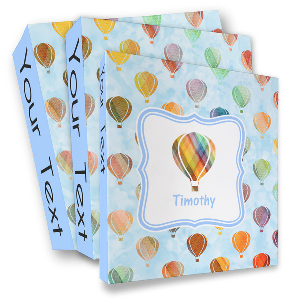 Custom Watercolor Hot Air Balloons 3 Ring Binder - Full Wrap (Personalized)
