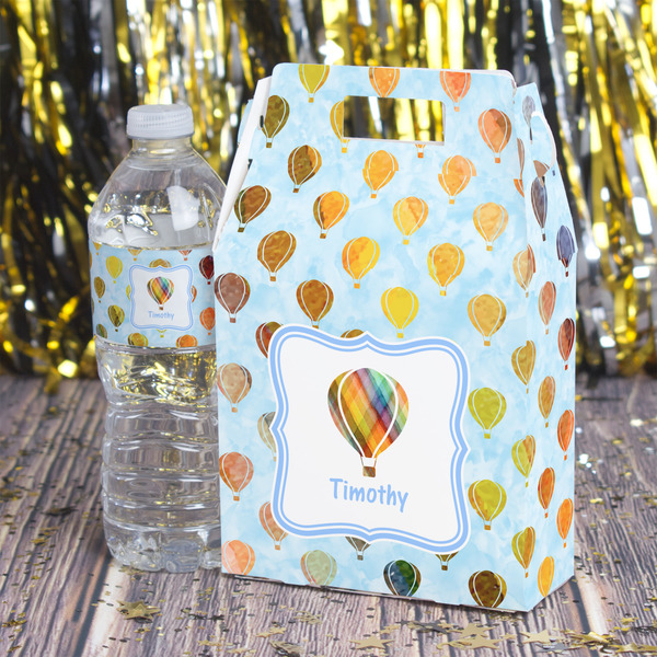 Watercolor Hot Air Balloons Gable Favor Box - In Context