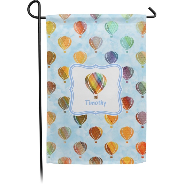 Custom Watercolor Hot Air Balloons Small Garden Flag - Double Sided w/ Name or Text