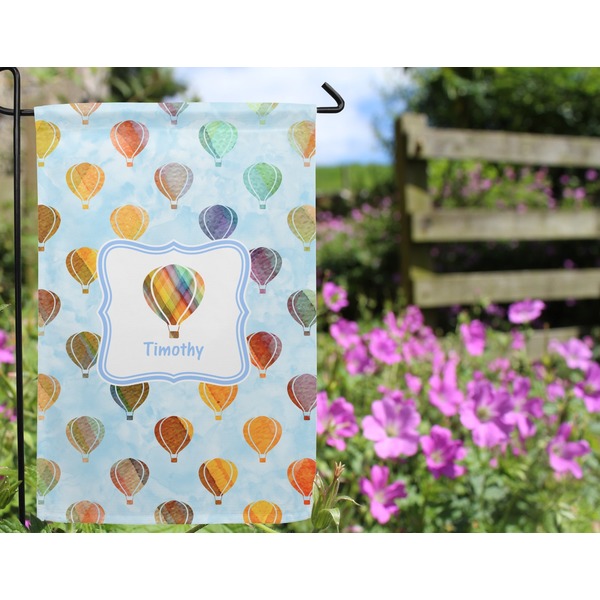 Watercolor Hot Air Balloons Garden Flag - Outside In Flowers
