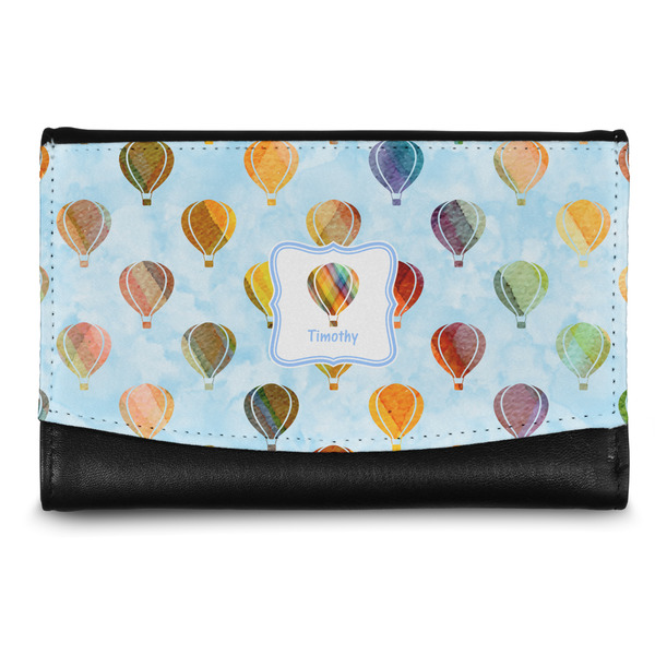 Custom Watercolor Hot Air Balloons Genuine Leather Women's Wallet - Small (Personalized)