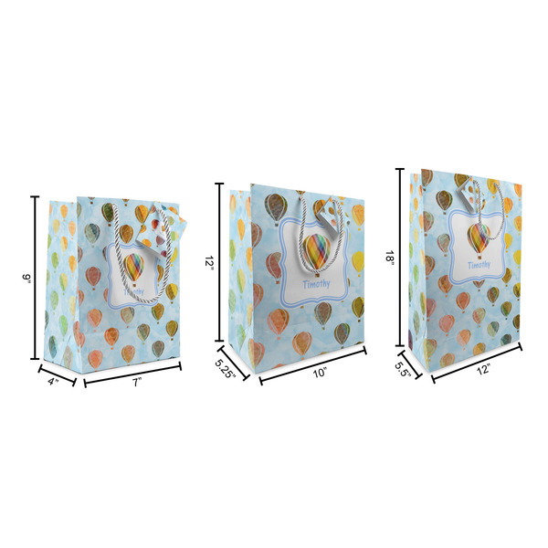Watercolor Hot Air Balloons Gift Bags - All Sizes - Dimensions