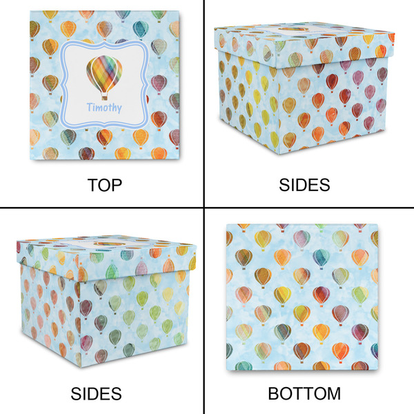 Watercolor Hot Air Balloons Gift Boxes with Lid - Canvas Wrapped - Large - Approval