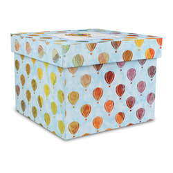 Watercolor Hot Air Balloons Gift Box with Lid - Canvas Wrapped - Large (Personalized)