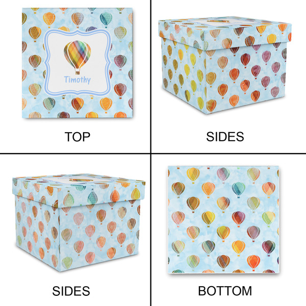 Watercolor Hot Air Balloons Gift Boxes with Lid - Canvas Wrapped - Medium - Approval