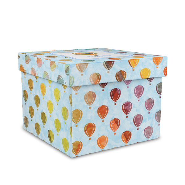 Custom Watercolor Hot Air Balloons Gift Box with Lid - Canvas Wrapped - Medium (Personalized)