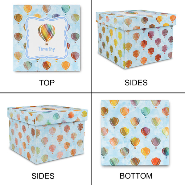 Watercolor Hot Air Balloons Gift Boxes with Lid - Canvas Wrapped - Small - Approval