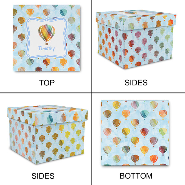Watercolor Hot Air Balloons Gift Boxes with Lid - Canvas Wrapped - XX-Large - Approval