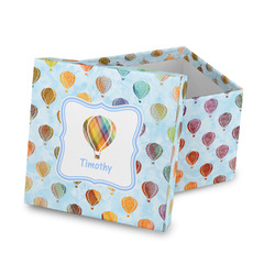 Watercolor Hot Air Balloons Gift Box with Lid - Canvas Wrapped (Personalized)