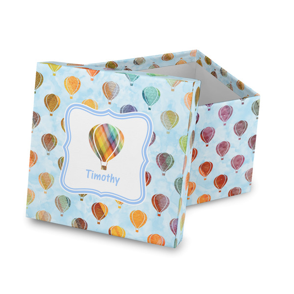 Custom Watercolor Hot Air Balloons Gift Box with Lid - Canvas Wrapped (Personalized)
