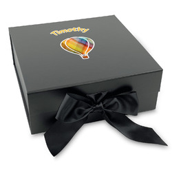 Watercolor Hot Air Balloons Gift Box with Magnetic Lid - Black (Personalized)