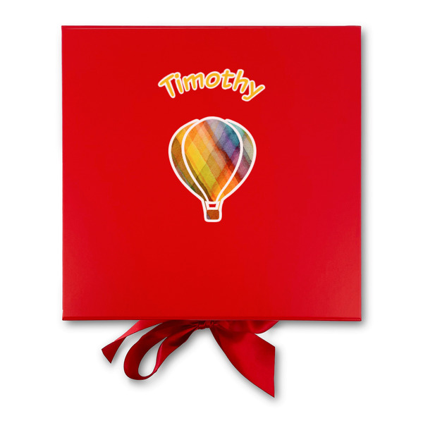 Watercolor Hot Air Balloons Gift Boxes with Magnetic Lid - Red - Approval
