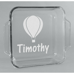 Watercolor Hot Air Balloons Glass Cake Dish - 8in x 8in (Personalized)