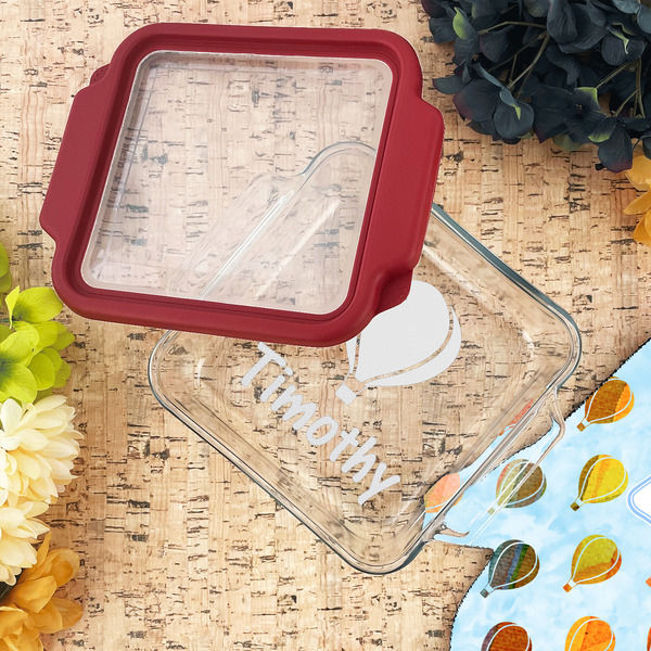 Watercolor Hot Air Balloons Glass Cake Dish - LIFESTYLE (8x8)