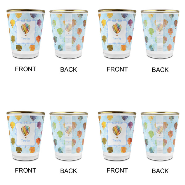 Watercolor Hot Air Balloons Glass Shot Glass - with gold rim - Set of 4 - APPROVAL