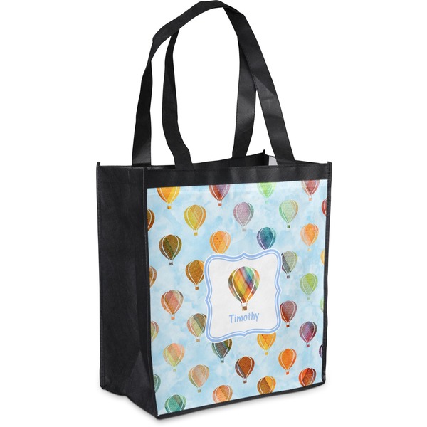Custom Watercolor Hot Air Balloons Grocery Bag (Personalized)