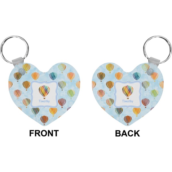 Watercolor Hot Air Balloons Heart Keychain (Front + Back)