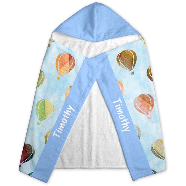 Watercolor Hot Air Balloons Hooded Towel - Folded