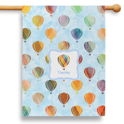 Watercolor Hot Air Balloons 28" House Flag - Double Sided (Personalized)