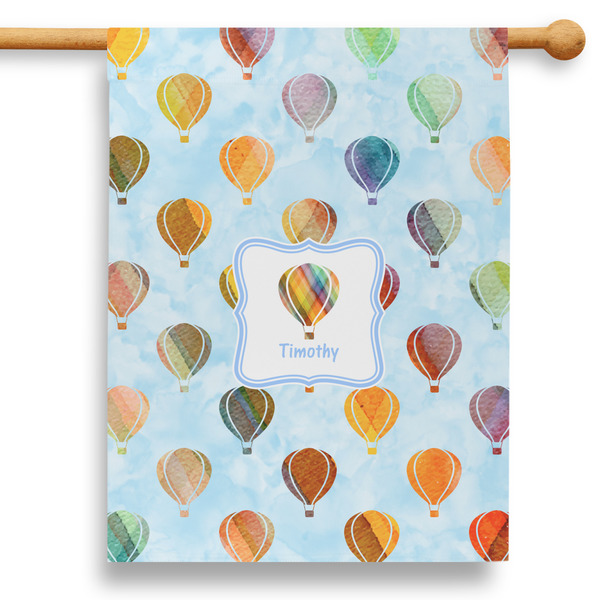 Custom Watercolor Hot Air Balloons 28" House Flag - Double Sided (Personalized)