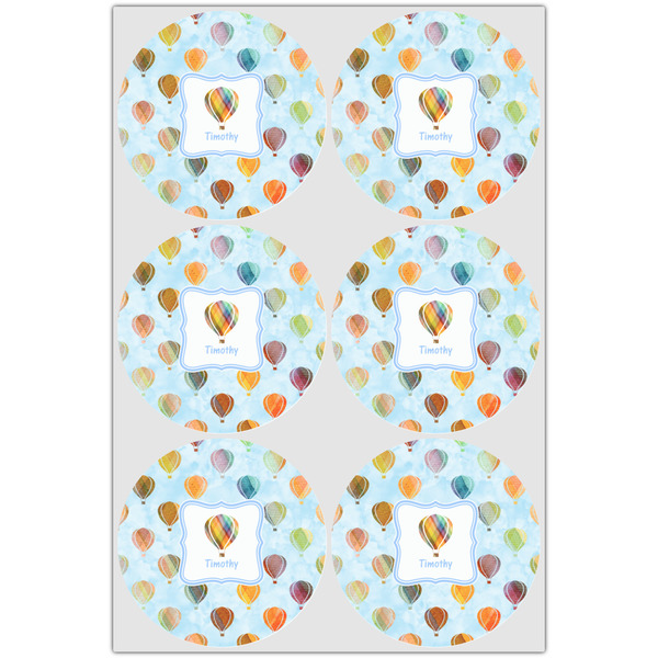 Watercolor Hot Air Balloons Icing Circle - Large - Set of 6