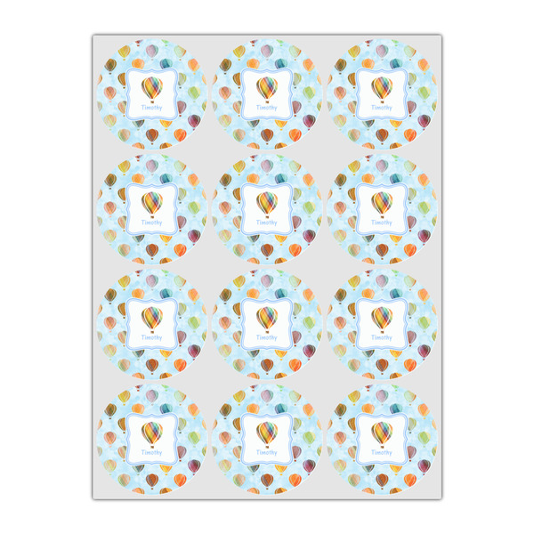 Watercolor Hot Air Balloons Icing Circle - Small - Set of 12