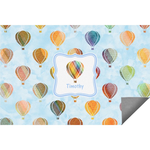 Custom Watercolor Hot Air Balloons Indoor / Outdoor Rug (Personalized)