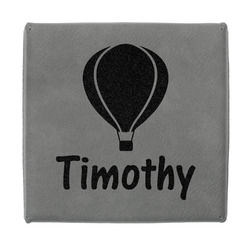 Watercolor Hot Air Balloons Jewelry Gift Box - Engraved Leather Lid (Personalized)