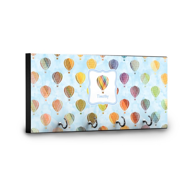 Watercolor Hot Air Balloons Key Hanger - Front View with Hooks