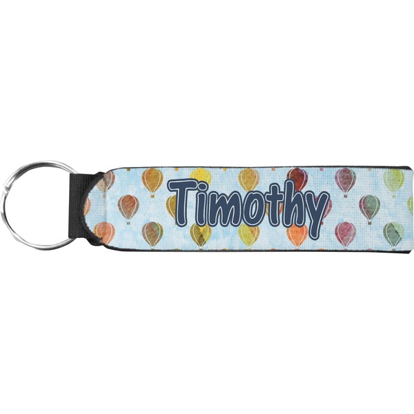 Custom Watercolor Hot Air Balloons Neoprene Keychain Fob (Personalized)