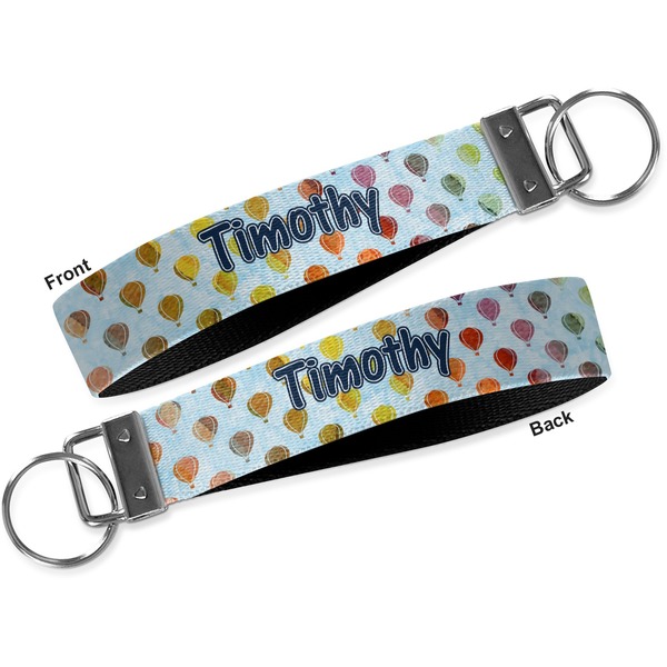 Watercolor Hot Air Balloons Key-chain - Metal and Nylon - Front and Back
