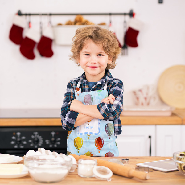 Watercolor Hot Air Balloons Kid's Aprons - Small - Lifestyle