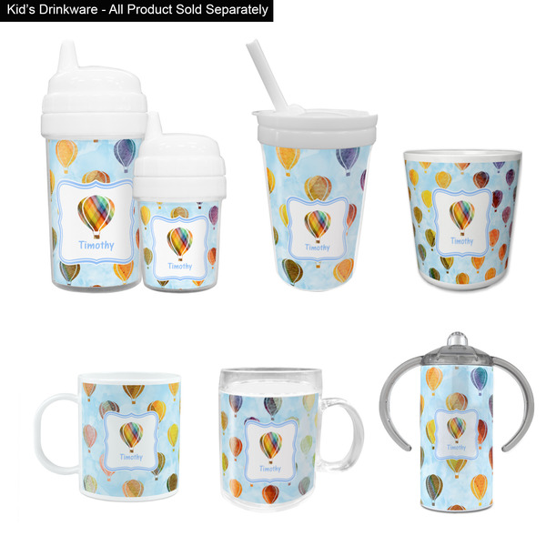 Watercolor Hot Air Balloons Kid's Drinkware - Customized & Personalized