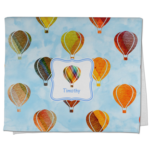 Custom Watercolor Hot Air Balloons Kitchen Towel - Poly Cotton w/ Name or Text