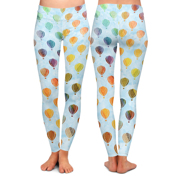 Watercolor Hot Air Balloons Ladies Leggings - Front and Back