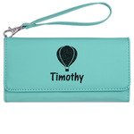 Watercolor Hot Air Balloons Ladies Leatherette Wallet - Laser Engraved- Teal (Personalized)