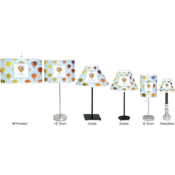 Watercolor Hot Air Balloons Lamp Full View Size Comparison