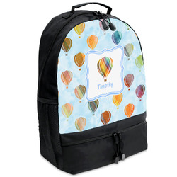 Watercolor Hot Air Balloons Backpacks - Black (Personalized)