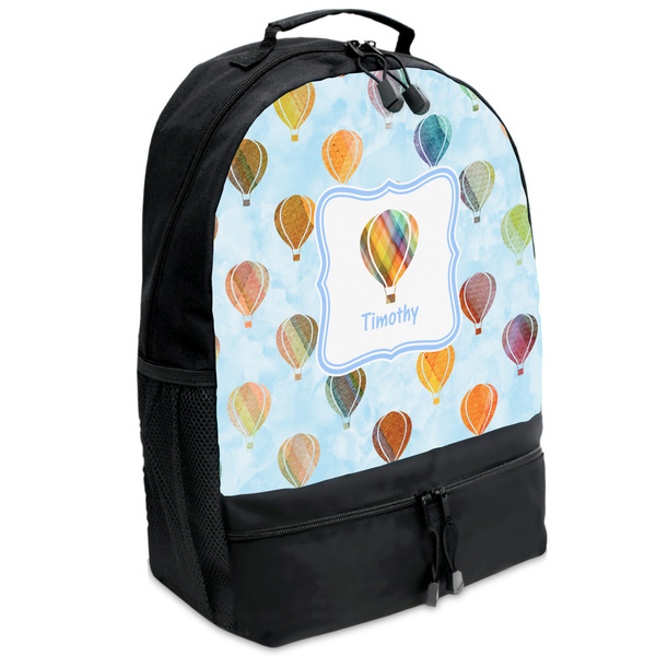Custom Watercolor Hot Air Balloons Backpacks - Black (Personalized)