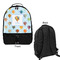 Watercolor Hot Air Balloons Large Backpack - Black - Front & Back View