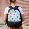Watercolor Hot Air Balloons Large Backpack - Black - On Back