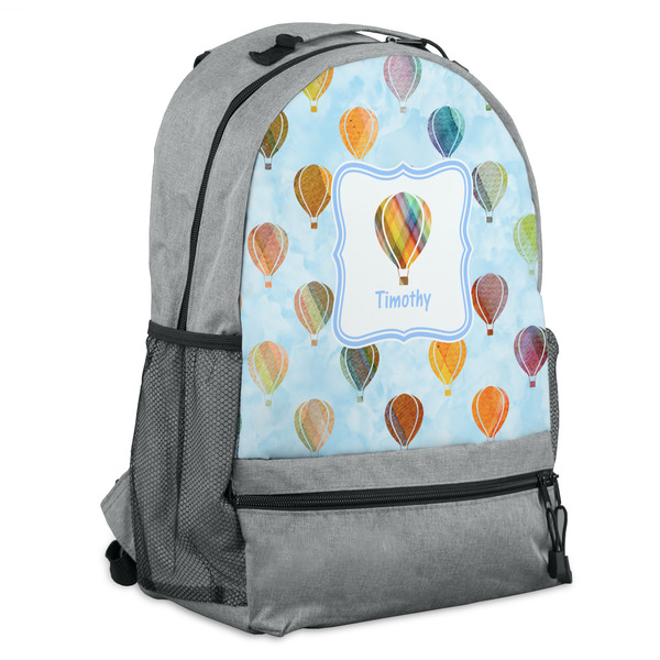 Custom Watercolor Hot Air Balloons Backpack - Grey (Personalized)