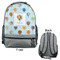 Watercolor Hot Air Balloons Large Backpack - Gray - Front & Back View