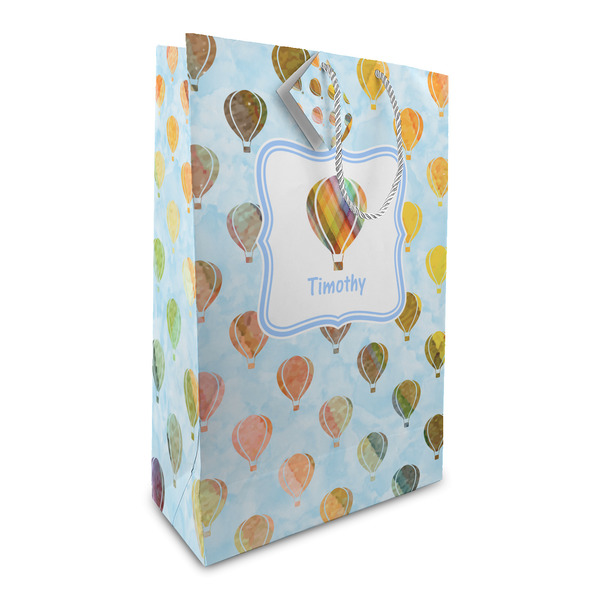 Custom Watercolor Hot Air Balloons Large Gift Bag (Personalized)