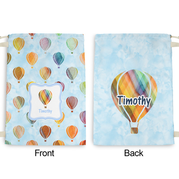 Watercolor Hot Air Balloons Large Laundry Bag - Front & Back View
