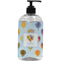Watercolor Hot Air Balloons Plastic Soap / Lotion Dispenser (16 oz - Large - Black) (Personalized)