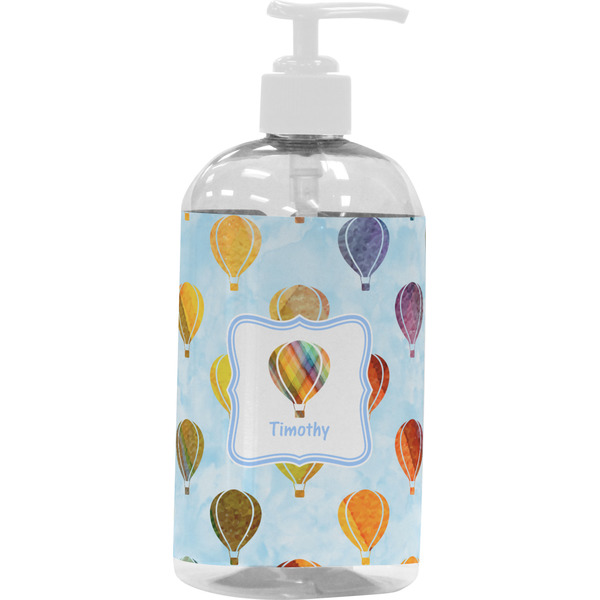 Custom Watercolor Hot Air Balloons Plastic Soap / Lotion Dispenser (16 oz - Large - White) (Personalized)