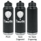 Watercolor Hot Air Balloons Laser Engraved Water Bottles - 2 Styles - Front & Back View