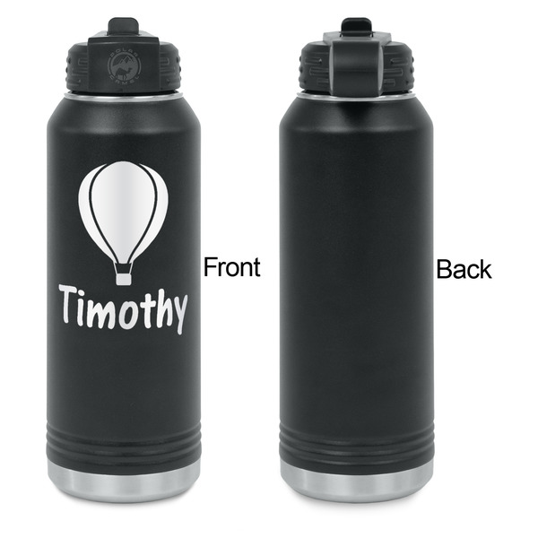 Watercolor Hot Air Balloons Laser Engraved Water Bottles - Front Engraving - Front & Back View