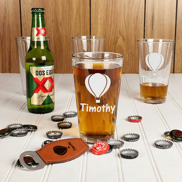 Watercolor Hot Air Balloons Leather Bar Bottle Opener - IN CONTEXT